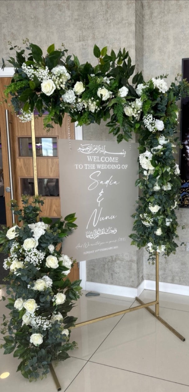 Welcome Display with Floral Boarder and Candles